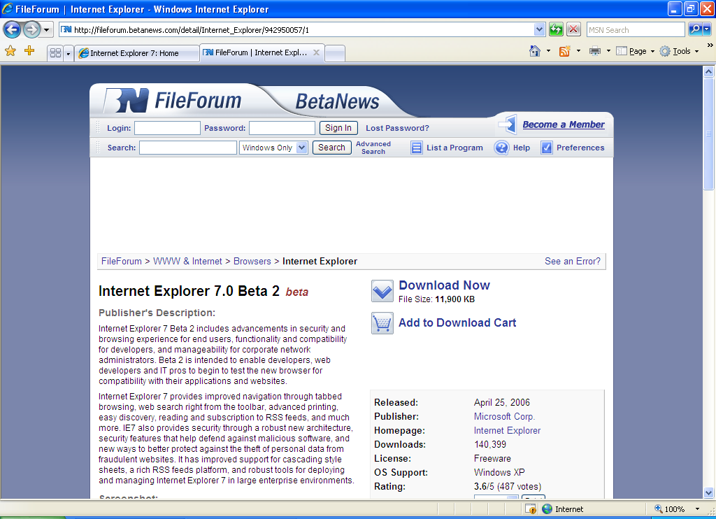 internet explorer update for windows xp